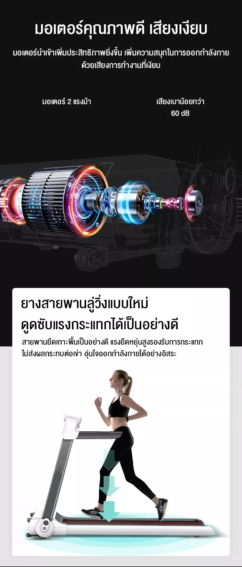 ลู่วิ่งไฟฟ้า Pando Treadmill P3 - White ลู่วิ่งอัจฉริยะรุ่นใหม่มาพร้อม Bluetooth ผ่อน 0% l รับประกัน 1 ปี