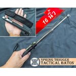 ดิ้วสปริง King Tactical สีดำ รุ่น16นิ้ว ด้ามยาง ท้ายทุบกระจกได้ งานดีที่สุด มีกระบองเก็บพลาสติกแบบเกลียว