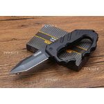 มีดพับ มีดสนับกึ่งออโต้ รุ่นTF-750 ใบทรงเคลือบทรงทันโตะ เล่มใหญ่บึกบึน ด้ามอัลลอยสีดำ ด้ามเป็นงานชิ้นเดียว แข็งแรง มีคลิปหนีบกระเป๋า