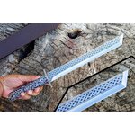 🔥ดาบสั้น อารยันเหล็ก🔥 ดาบสั้นทรงทันโตะ ทำจากโลหะทั้งเล่ม ด้ามจับทำจากสแตนเลส ตีประกบยึดด้วยหมุดทองเหลือง ด้ามจับแกะสลักลายอินคา texture สูง ต่ำ สัมผัสได้ ใบดาบสแตนเลส