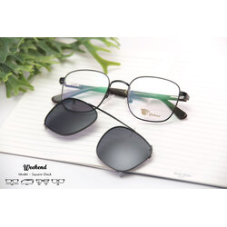 กรอบแว่นสายตาพร้อมคลิปกันแดด Weekend Square Black