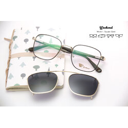 กรอบแว่นสายตาพร้อมคลิปกันแดด Weekend Square Gold