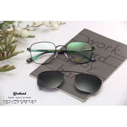 กรอบแว่นสายตาพร้อมคลิปกันแดด Weekend Square Gunmetal
