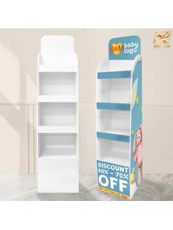 ชั้นวางสินค้าพลาสวูด 4 ชั้น ขนาด (W)30 x (D)30 x (H)135 ซม. พลาสวูดหนา 8 มม.พร้อมงานพิมพ์สติ๊กเกอร์