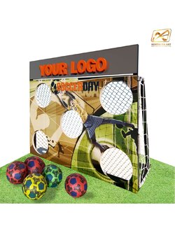 เช่าเกมส์ฟุตบอล เกมส์เตะบอล เกมส์อีเว้นท์ เกมส์FOOTBALL ขนาด (W) 150 X (H) 100 ซม.พร้อมงานพิมพ์สติ๊กเกอร์ และลูกฟุตบอล 5 ลูก