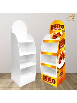 ชั้นวางสินค้าพลาสวูด 4 ชั้น ขนาด (W)45 x (W)40 x (W)150 ซม. พร้อมงานพิมพ์ พลาสวูดหนา 8 มม.