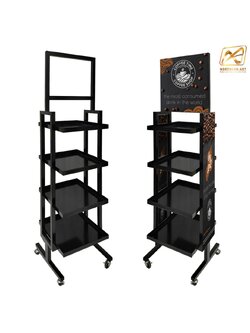 ชั้นวางสินค้าเหล็ก 4 ชั้น สีดำ ขนาด 40x40x162 ซม. พร้อมล้อเลื่อน เคลื่อนย้ายสะดวก แข็งแรง รับน้ำหนักได้ดี (ขั้นต่ำ 1 ชุด )