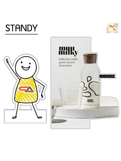 STANDY สแตนดี้ ไดคัท รุ่นพีพีบอร์ด หนา 5 มม. พร้อมงานพิมพ์สติ๊กเกอร์ ตามขนาดที่ต้องการ