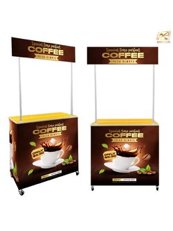 โต๊ะชงชิม TOPไม้ พร้อมล้อ ขนาด (W)80 X (D)40 X (H)170 cm. โครงเหล็กพับได้ มีชั้นวางของ แข็งแรง รับน้ำหนักได้ดี