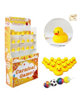 เช่าเกมส์ปาเป็ด ขนาดโครง (W) 90 x (L)36 x (H)180 cm. พร้อมเป็ดยาง 15 ตัว และบอลโฟม 12 ลูก