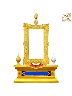 ซุ้มเฉลิมพระเกียรติ ขนาด 3.50 x 6.00 ม. พร้อมตราสัญญลักษณ์ พานพุ่ม ป้ายหน่วยงาน