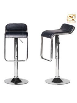 เช่าเก้าอี้บาร์ เบาะหนังสีดำ ปรับสูงต่ำได้ ขาเหล็กชุบโครเมี่ยม
