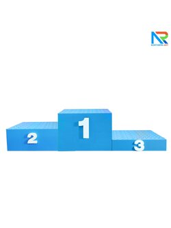 แท่นยืนรับรางวัล 1-2-3 ขนาด (W)210 x (D)50 x (H)50 cm. โครงเหล็ก ทำสีฟ้า พร้อมตัวเลข 1-2-3 (สั่งทำสีตามความต้องการได้)