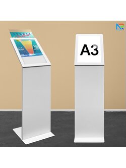 โปสเตอร์สแตนด์ ตั้งพื้น A3 สีขาว รุ่นโชว์รูมรถยนต์ สอดงานพิมพ์ด้านบน เปลี่ยนงานพิมพ์ง่าย ฐานมั่นคงแข็งแรง