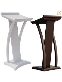 โพเดียมไม้ ขนาดTOP (W) 45 x (L) 50 cm.สูง 120 ซม.ตกแต่งไม้โค้งด้านข้าง สวยคลาสสิค พร้อมจัดส่งทั่วไทย