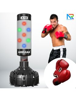 เช่าเกมส์ชกมวยดิจิตอล ขนาด (W)50 x (H)170 cm. พร้อมไฟ LED 3 สี เปลี่ยนโหมดการเล่นได้ เชื่อมต่อมือถือผ่านบลูทูธ แถมนวมชกมวย 1 คู่