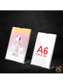 ป้ายตั้งโต๊ะ รุ่น L ขนาด 10x15 cm. วัสดุพลาสติกใส สอดงานพิมพ์ด้านบน