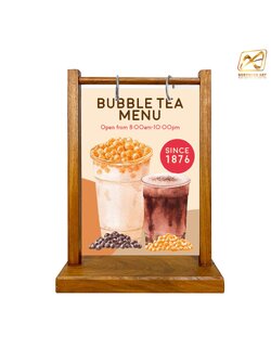 เมนูสแตนไม้ ตั้งโต๊ะ D1 ขนาด A5 ไม้จริงสีสักพร้อมห่วง2อัน (ไม่มีซอง)