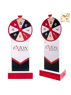 เช่าเกมส์วงล้อไม้ ตั้งพื้น ขนาดวงล้อ 60 ซม. สูง 170 cm. พร้อมงานพิมพ์สติ๊กเกอร์