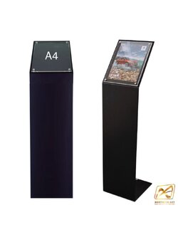 โปสเตอร์สแตนด์ตั้งพื้น รุ่นโชว์รูมรถ-หมุด ขนาด A4 สีดำ พร้อมแผ่นอะคริลิคใสติดหมุด เปลี่ยนงานพิมพ์ได้ง่าย