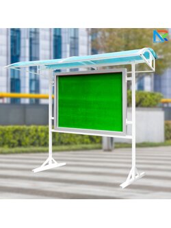 บอร์ดติดประกาศตู้กระจก พร้อมหลังคาโพลีคาร์บอเนต พื้นบอร์ดกำมะหยี่สีเขียว กระจกบานเลื่อนพร้อมกุญแจล็อค พร้อมติดตั้งภายนอกอาคาร