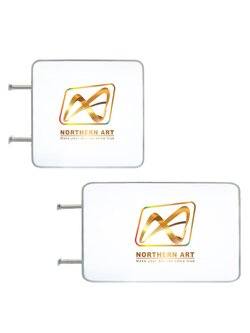 ตู้ไฟ LED สี่เหลี่ยม 2 หน้า ขอบสีเงิน อะคริลิคปั๊มนูน มีขายื่น ติดตั้งง่าย ( ราคาเฉพาะโครงตู้ ไม่รวมงานพิมพ์ )