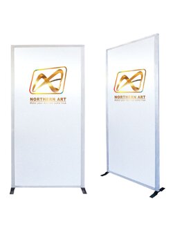 บอร์ดนิทรรศการ ไวท์บอร์ด รุ่นตั้งเดี่ยว โครงอะลูมิเนียม พร้อมแผ่นไวทบอร์ดและขาตั้ง