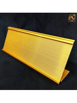 ป้ายชื่อตั้งโต๊ะ ป้ายสอด ขนาด 9.5x24 ซม. สีทอง วัสดุอะลูมิเนียม ร่องสอด 2 มม.