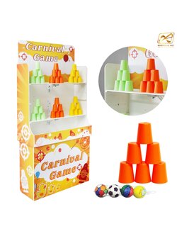 เช่าเกมส์ปาแก้ว ขนาดโครง (W) 90 x (L)36 x (H)180 cm. พร้อมแก้ว 36 ใบ และบอลโฟม 12 ลูก