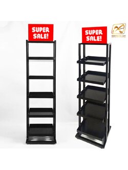 ชั้นวางสินค้า 5 ชั้น สีดำ รุ่น4เสา (W)35 x (D)26 x (H)121 cm.พร้อมกรอบใส่ภาพด้านบน เปลี่ยนภาพง่าย เคลื่อนย้ายสะดวก