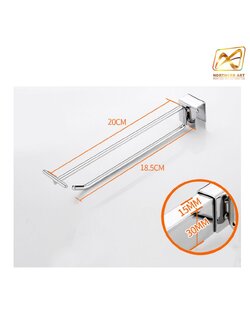 ขอแขวนสินค้า HOOK แบบแขนคู่ แขนบนยาว 20 cm. แขนล่าง 18.5 cm. สีเงิน พร้อมป้ายราคา 4x6 cm.