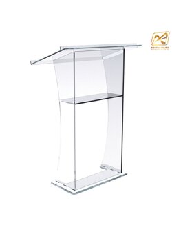 โพเดียม อะคริลิคใส AC-10 ขนาด(W)90 x (L)50 x (H)125 cm. TOP เอียงพร้อมกันตก วัสดุอะคริลิคใส หนา 15-20 มม.