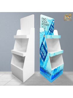 ชั้นวางสินค้าพลาสวูด 3 ชั้น ขนาด(W)35 x (D)35 x (H)118 ซม. พร้อมงานพิมพ์ พลาสวูดหนา 8 มม.