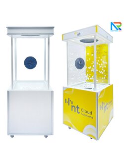 เช่าเกมส์ตู้ลม เช่าตู้ลมจับรางวัล (W)70 x (L)70 X (H)185 cm.พร้อมงานพิมพ์สติ๊กเกอร์ ไม่รวมบอลโฟม