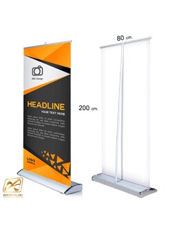 ROLL UP PREMIUM โรลอัพ ขนาด 80x200 ซม. รุ่นพรีเมี่ยม (หยดน้ำ) 1 หน้า วัสดุอะลูมิเนียมอย่างดี ม้วนเก็บได้ง่าย ฐานกว้าง แข็งแรง