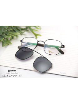 กรอบแว่นสายตาพร้อมคลิปกันแดด Weekend Square Black