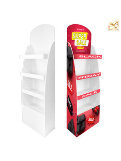 ชั้นวางสินค้าพลาสวูด 4 ชั้น ขนาด (W)44 x (D)25 x (H)150 ซม. พร้อมงานพิมพ์ พลาสวูดหนา 8 มม.