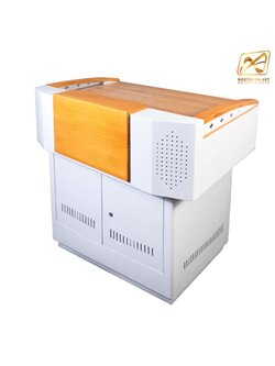 โพเดียมโรงเรียน โพเดียมเหล็ก โพเดียมอาจารย์ โพเดียมเลคเชอร์ ขนาด 100X70 cm.TOPไม้ พร้อมลิ้นชัก (สินค้าตัวโชว์)