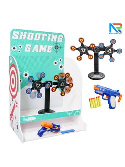 เกมส์ยิงเป้าหมุน เป้าหมุน 360 องศา จำนวน 10 เป้า จอ LED นับคะแนน พร้อมปืนกระสุนโฟม 1 ชุด