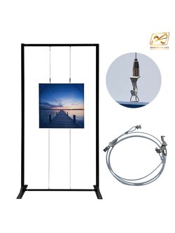 บอร์ดนิทรรศการ พร้อมชุดสลิง 2 ขอ รุ่น SINGLE SIDED ขนาด(W)100 x (W)200 cm. สามารถแขวนภาพได้ 1 ด้าน 2 ภาพ บน-ล่าง ถอดประกอบได้