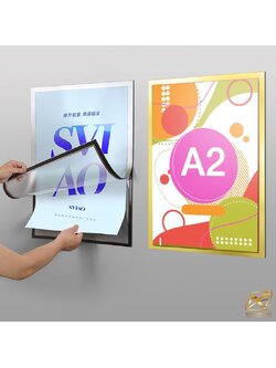 กรอบใส่ภาพ เฟรมใส่ภาพ พร้อมแถบแม่เหล็ก เปลี่ยนภาพง่าย ติดกระจกได้ ขนาด A4,A3 และA2