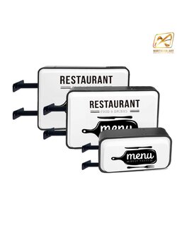 ตู้ไฟ LED สี่เหลี่ยม 2 หน้า ขอบสีดำ อะคริลิคปั๊มนูน มีขายื่น ติดตั้งง่าย ( ราคาตู้ไฟพร้อมงานพิมพ์ )