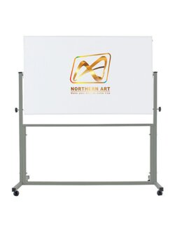 กระดานไวท์บอร์ด ตั้งพื้น 2 ด้าน ขนาด 120x240 ซม.พร้อมล้อและเบรค หมุนบอร์ดได้