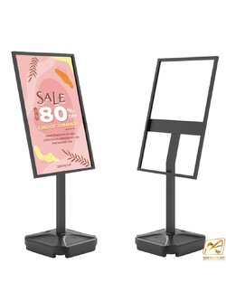 โปสเตอร์สแตนด์เหล็ก ฐานน้ำ สีดำ 1 หน้า ขนาด 60x90 cm. สอดงานด้านบน มั่นคง ไม่ล้ม