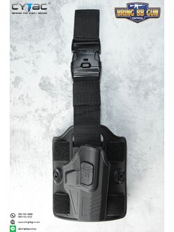 ซองปืนพกนอกปลดนิ้วชี้ Glock19 + เพลทรัดต้นขา ยี่ห้อ Cytac (R-Defender G3 Series G19 Holster with Drop Leg Platform)