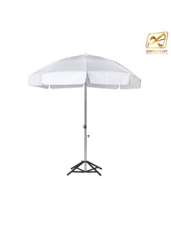 ร่มสนามผ้าใบสีขาว ขนาดเส้นผ่านศูนย์กลาง 40 ซม. พร้อมขาตั้ง