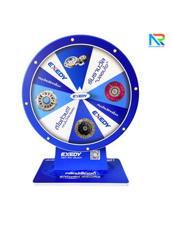 เกมส์วงล้อตั้งโต๊ะ ขนาดวงล้อ 50 ซม. สูง 61.5 ซม. วัสดุพลาสวูดสีขาว หนา 8-15 มม. ถอดประกอบได้