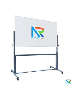 กระดานไวท์บอร์ด ตั้งพื้น 1 ด้าน ขนาดเฟรม (W)120 x (H)90 cm.พร้อมล้อและเบรค หมุนบอร์ดได้