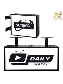 ตู้ไฟLED ทรงสี่เหลี่ยม 2 หน้า ขอบสีดำ พร้อมอะคริลิคหน้าเรียบ พร้อมขายื่น ติดตั้งง่าย (ราคาตู้ไฟพร้อมงานพิมพ์ )