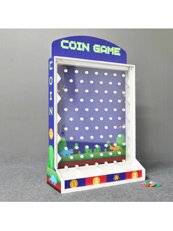 เช่าเกมส์หย่อนเหรียญตั้งโต๊ะ ขนาด (W)50 X (D)20 X (H)80 cm. วัสดุพลาสวูดหนา 8 มม. พร้อมเหรียญพลาสติกคละสี 10 เหรียญ